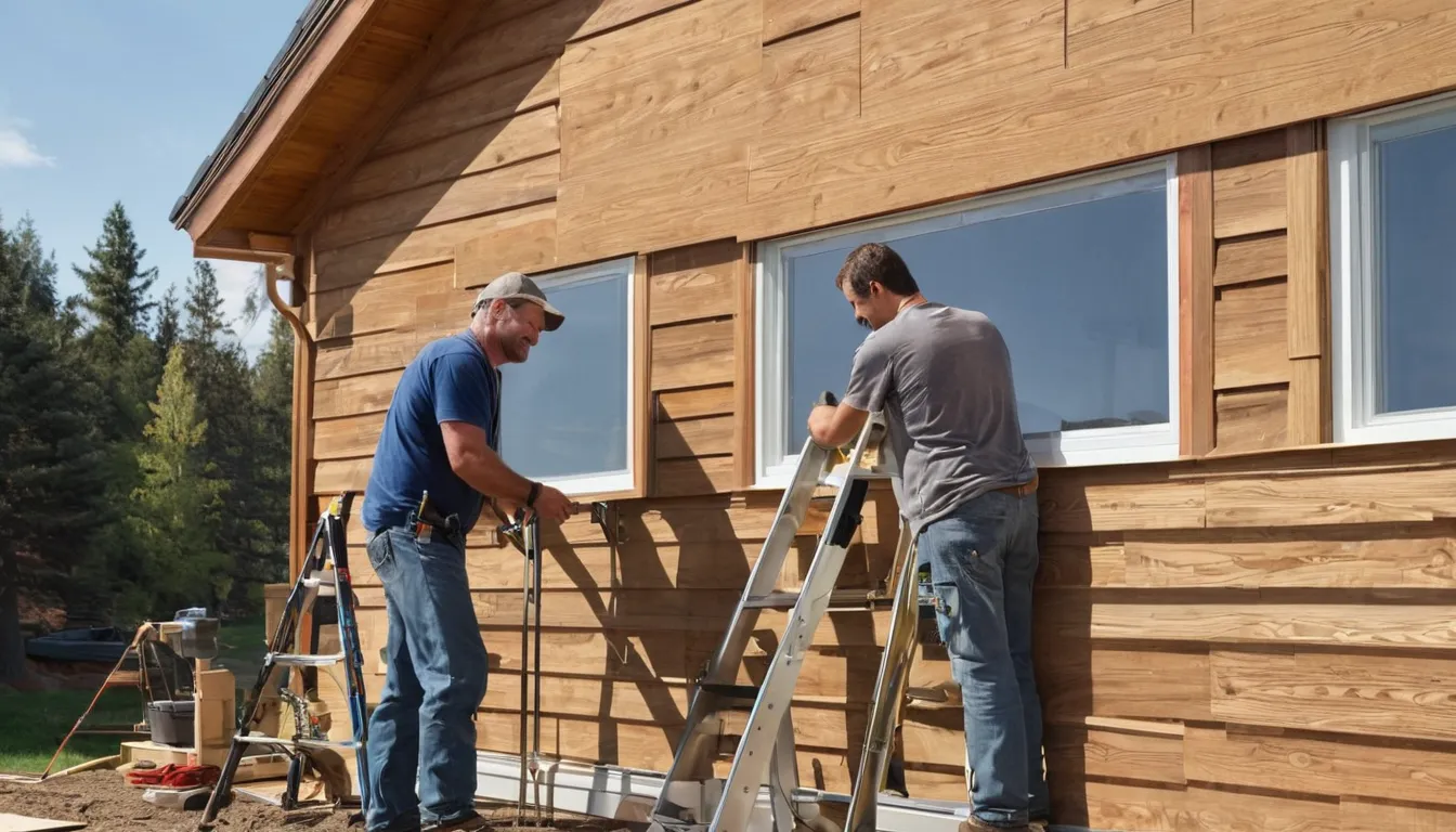 A friendly homeowner and a siding provider reviewing new vinyl siding on a house in Salt Lake City